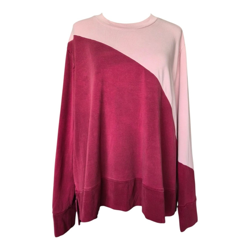 Summersalt Colorblock Sweatshirt 2XL Oversized Pink Burgundy Super Soft Pullover